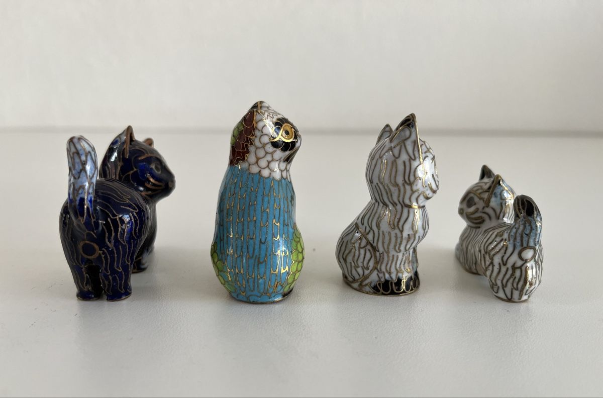 Statuette: 4 Stk. Katzen / Cloisonne – Usato da Wetzikon ZH venduto da seli03 7