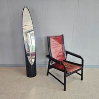 Vintage Armchair 1970-1980 Postmoderner Leder-Amlehnstuhl