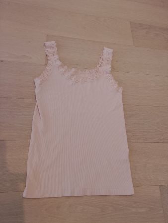 Schickes rosa Top mit Spitze, Gr. S/M, sommerlich leicht!