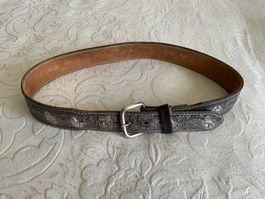 Gurt mit Pferden, Ledergürtel, Grösse 73-88 cm, Unisex