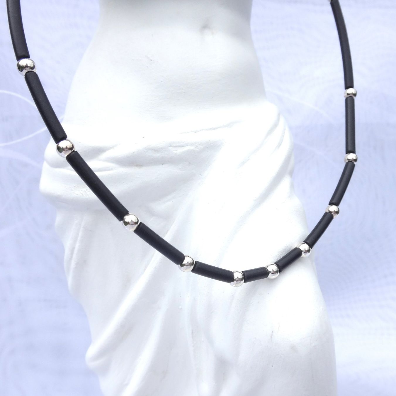 Catenine: Collier - Halskette - Silber 925 - Kautschuk  NEU – Nuovo e nell'imballaggio originale da Dielsdorf venduto da kumsch