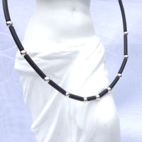 Collier - Halskette - Silber 925 - Kautschuk  NEU