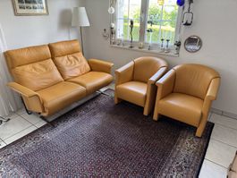 Designer 2-er LEDER SOFA verstellbar + 2 SESSEL-ECHT LEDER!