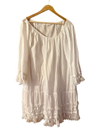 Sommerkleid Weiss Boho Spitze Tunika Grösse L - Leicht & ...