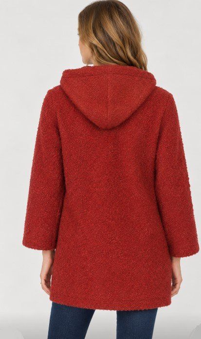 Cappotti: Duffle-coat rouge à capuche texture bouclée – Usato da Neuchatel venduto da Annikika 1