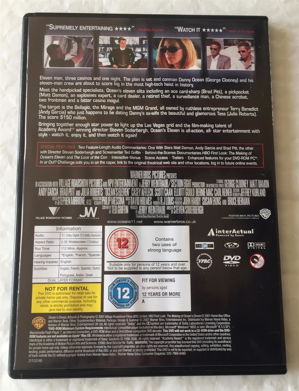 Alle DVDs: Ocean's Trilogy 4 DVDs UK Pal Zone 2 Boxset Special Edition – Gebraucht aus Genève von Cockattoo 3