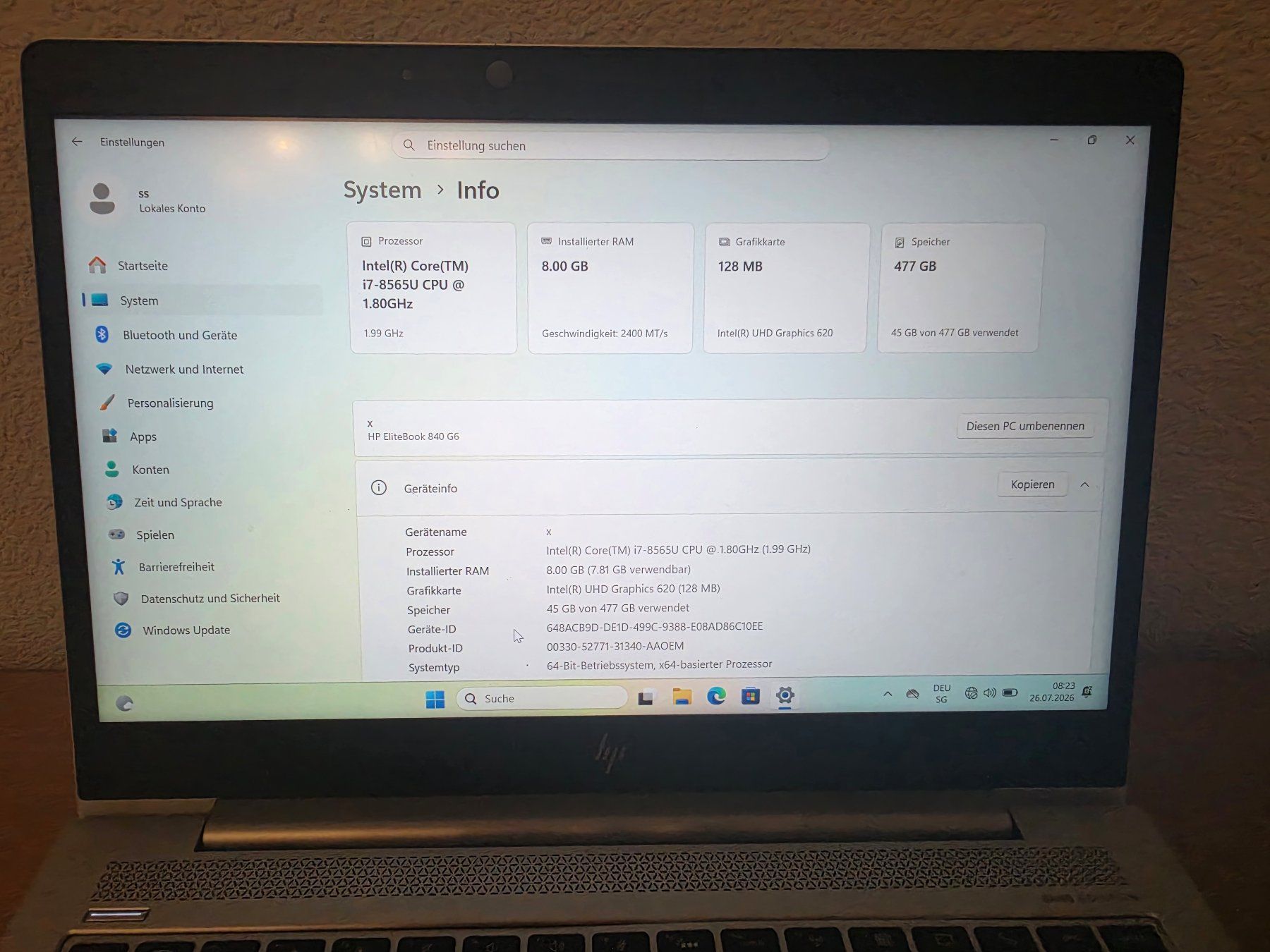 Hewlett Packard Notebook: HP Elitebook 840 G6 Core i7 – Usato da Leimbach AG venduto da jaja79 3