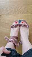 Neue Mango Samt Sandale rosa Schleife Gr. 38