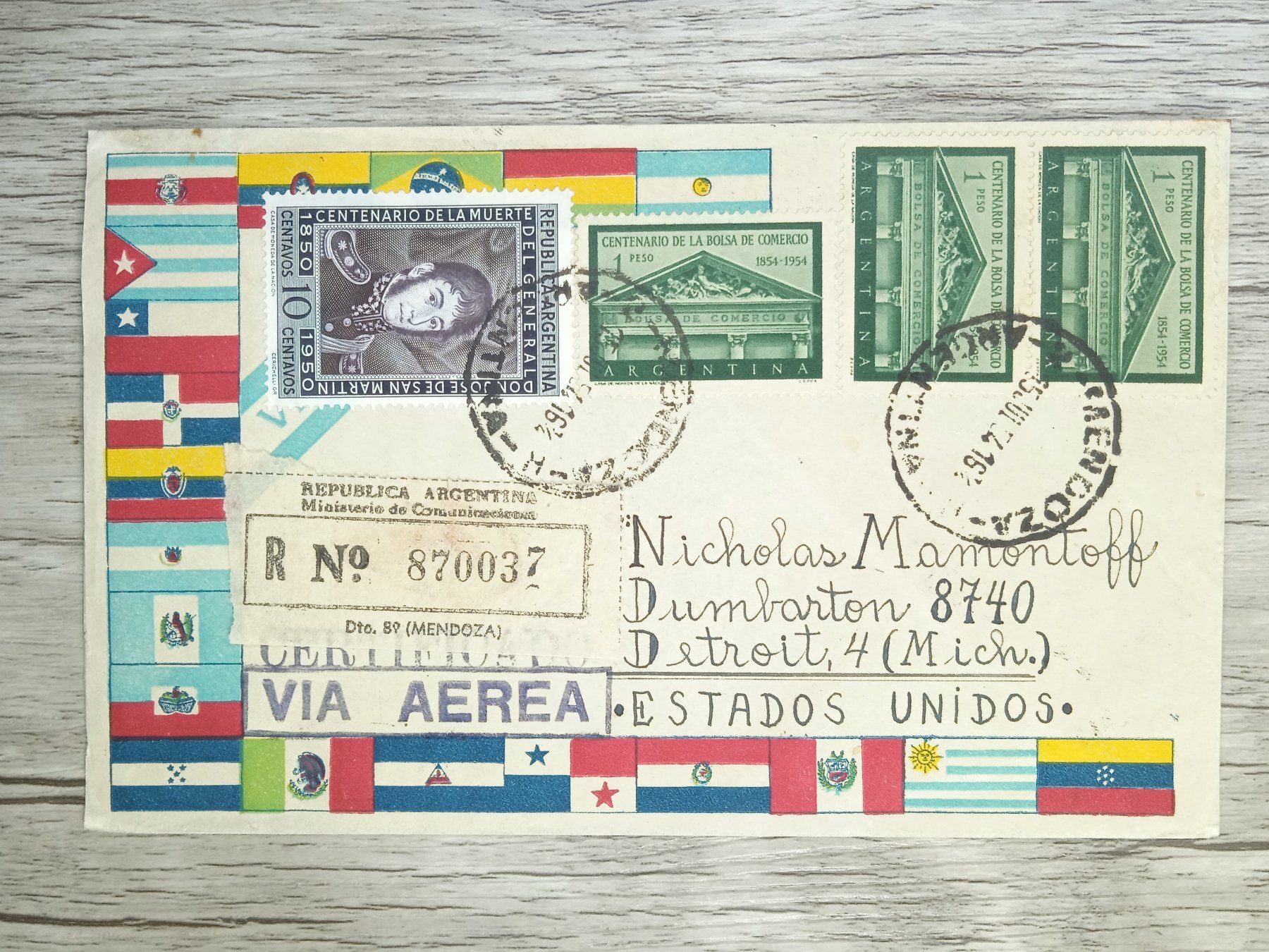 Tutti i francobolli: TR80 Enveloppe + Timbre Argentine 1954 – Usato da Cousset venduto da Patrick_Collections