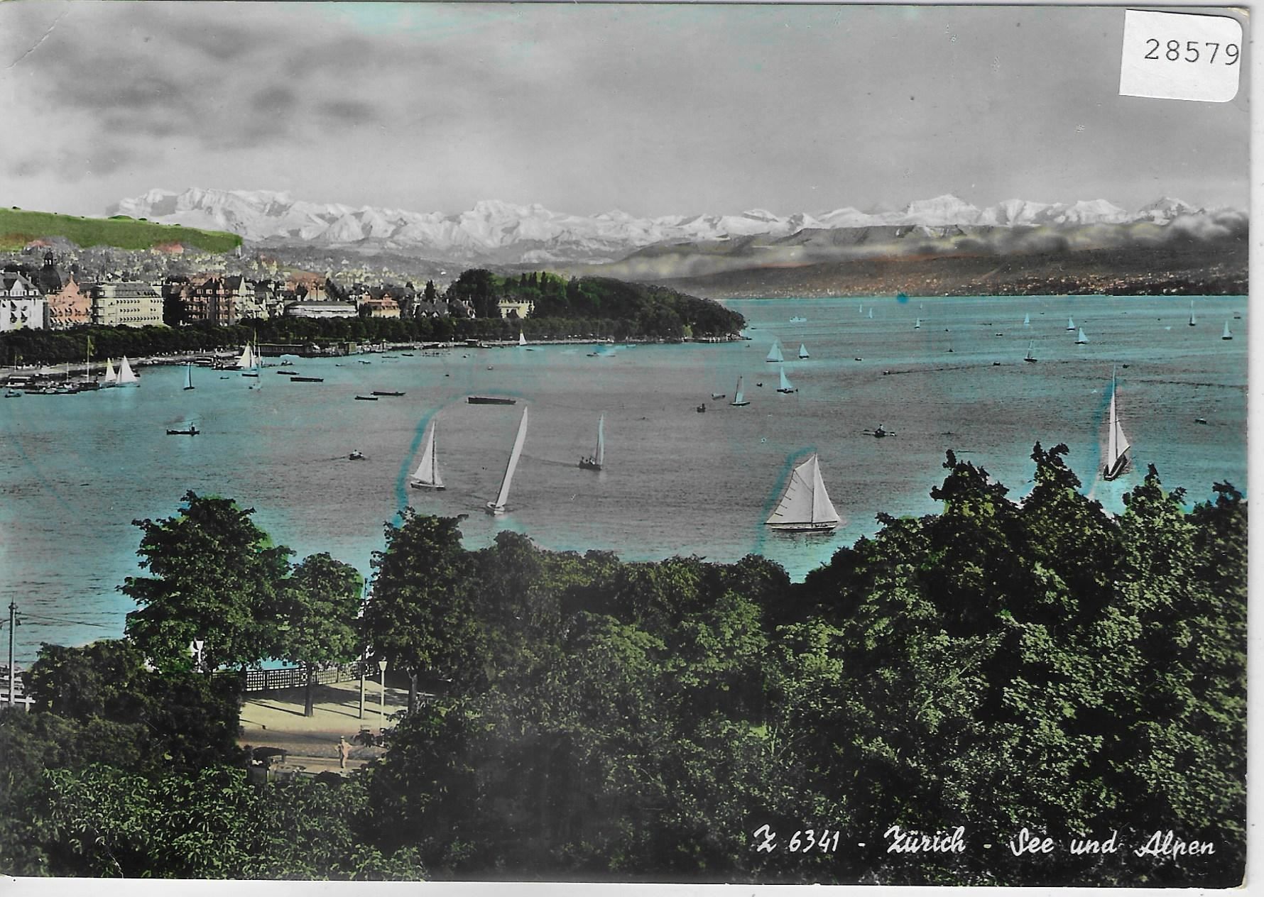 Cartoline postali: Zürich - See und Alpen – Usato da Ettingen venduto da Kartenplanet