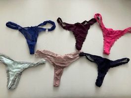 Lot de 6 strings en dentelle, coloris assortis, occasion