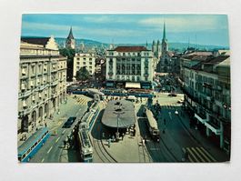 Postkarte Zürich Paradeplatz mit vielen Tram's gut erhalten