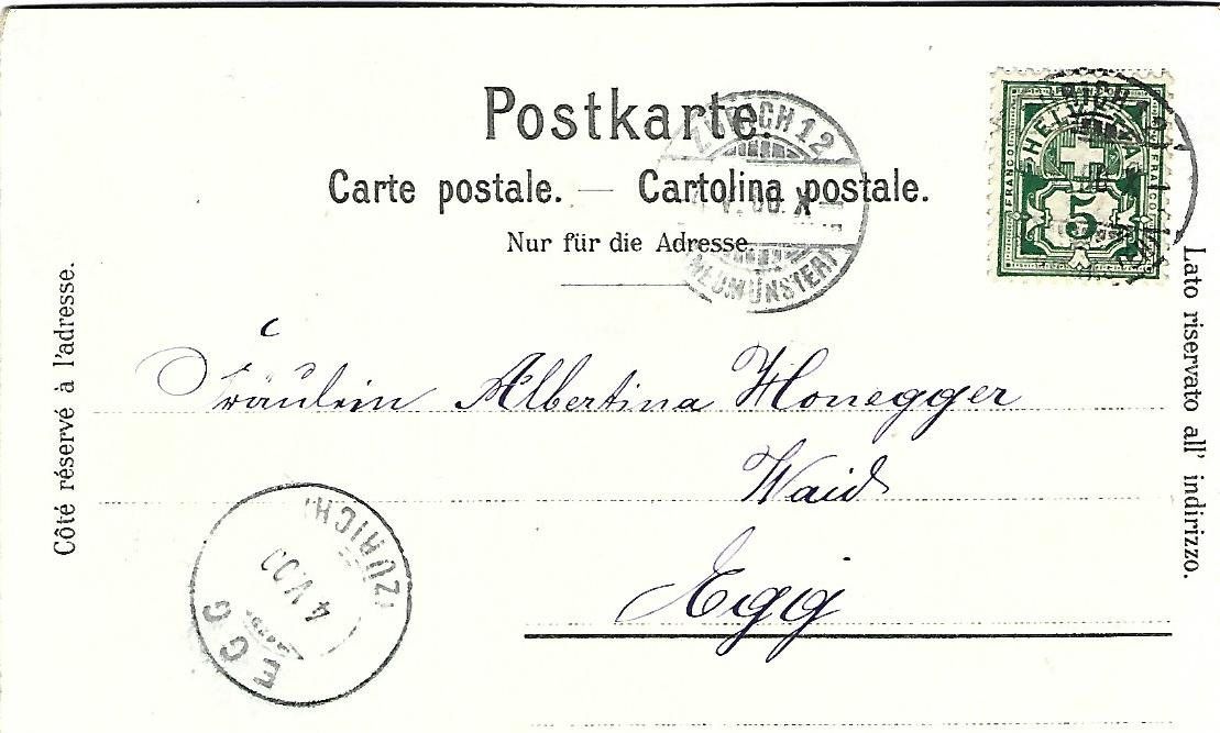Ansichtskarten: Gruss aus Zürich Litho Bahnhof – Gebraucht aus Wetzikon ZH von Brulu100 1