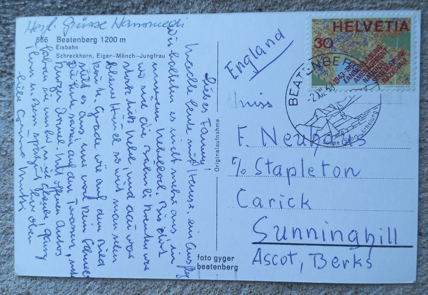 Ansichtskarten: AK Eisbahn Beatenberg 1968 – Gebraucht aus Burgdorf von glasrabe01 1