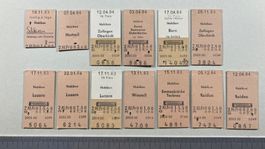 Nebikon, 1983 / 1984, 13 alte Bahn Billette, alle entwertet