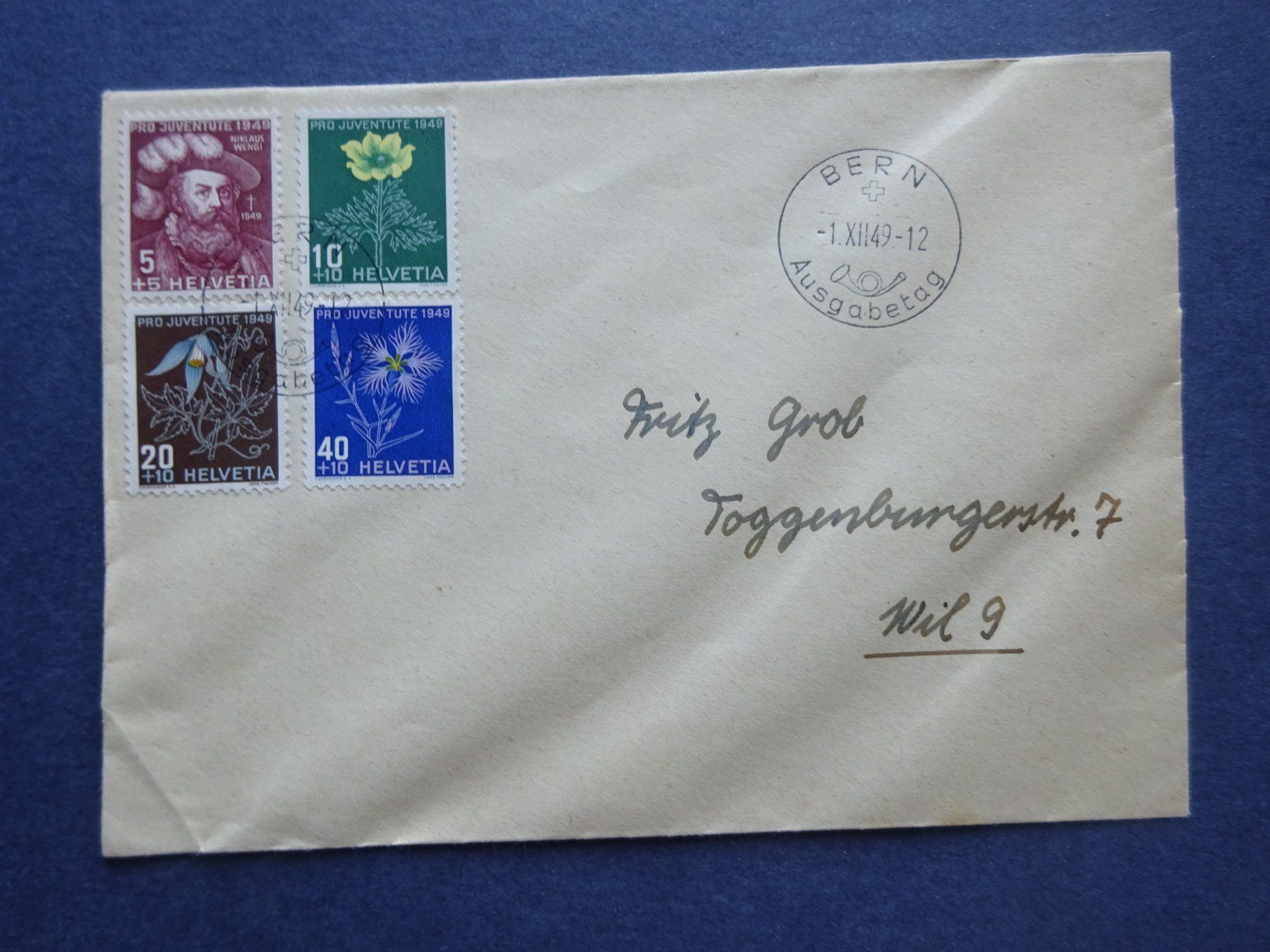 Alle Briefmarken: 1949 Pro Juventute FDC BERN – Gebraucht aus Appenzell-Steinegg von adi1975 2