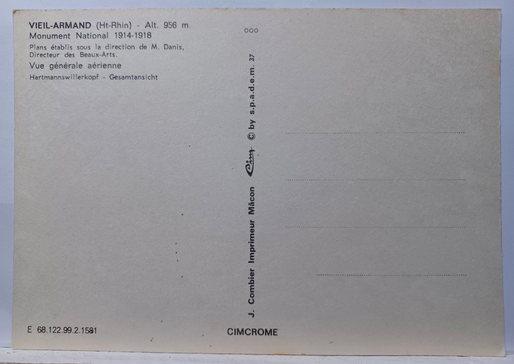 Cartoline postali: Hartmannswillerkopf, Gesamtansicht – Usato da Aarau Rohr venduto da mgvw 1
