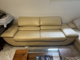 Leder Sofa / Couch, hell beige