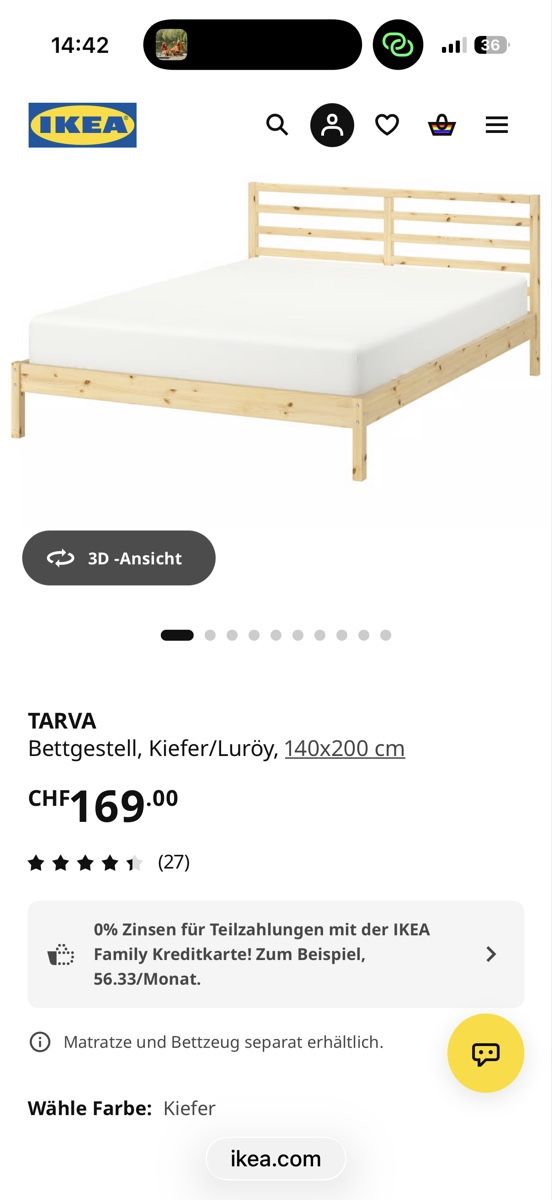 Betten: IKEA TARVA Bettgestell mit Lattenrost – Gebraucht aus Bern von LivHost