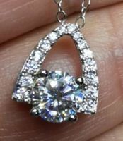Collier argent avec diamant de moissanite de 0,8 ct certifié