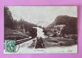 Brünigbahn - Dampfzug beim Aufstieg - 1906