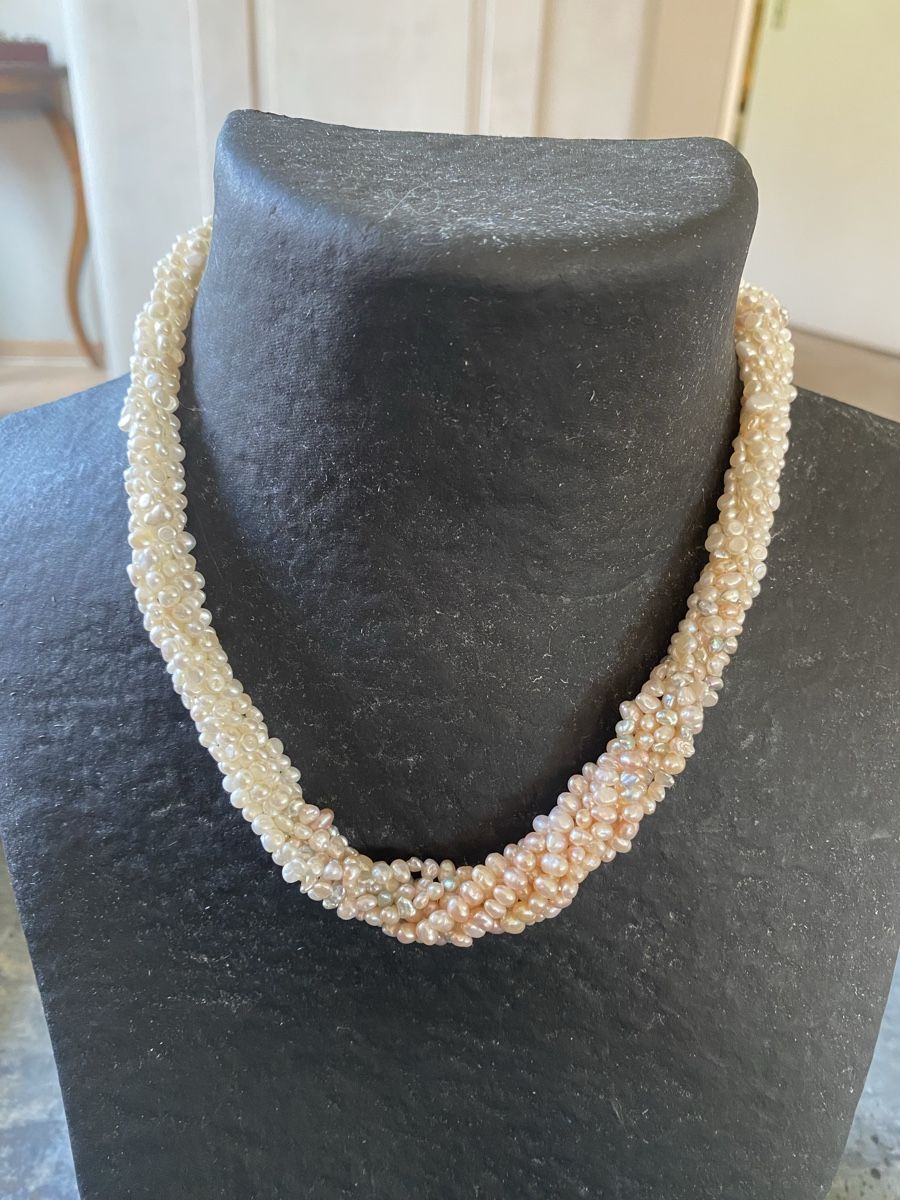 Perle (finte): Süsswasser-Perlen - Collier 8 - Rang, weiss, grau, rosa – Usato da Embrach venduto da bea_8424 3