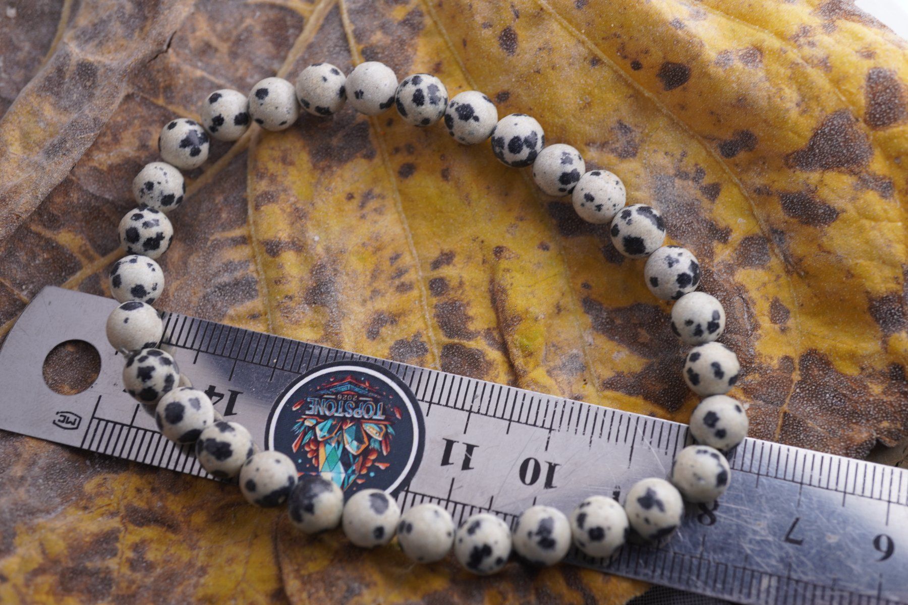 Minerali & Pietre curative: Dalmatiner Jaspis     Kugel Armband – Nuovo e nell'imballaggio originale da Eschenbach SG venduto da topstone