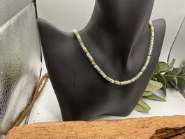 Collier Aquamarin, Jaspis, Perlen und Hämatit