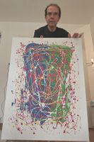 Peinture abstraite moderne sur toile multicolore 
