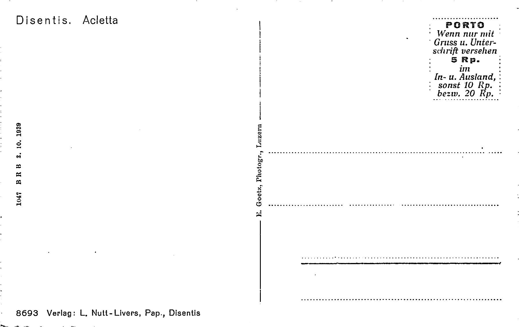Ansichtskarten: 2x Disentis Acletta – Gebraucht aus Ottikon b.Kemptth. von Neptun1974 3