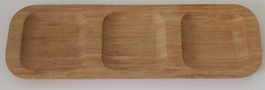Schicke Bambus Servierplatte mit 3 Fächern 33x11 cm
