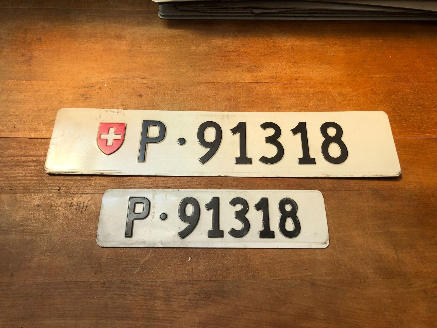 Insegne: 2x Nummernschild Post PTT 91318 ausrangiert – Usato da Küttigen venduto da Melisch1000
