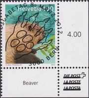 2012, Nr.1421 "Biber" mit ET-Voll-Stempel +ECKTABS.
