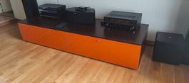 Meuble TV bas 192cm orange laqué - très bon état