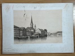 Eugene Ciceri antike Ansicht von Zürich Kornhaus Fraumünster