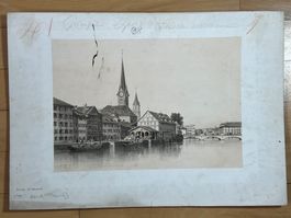 Eugene Ciceri antike Ansicht von Zürich Kornhaus Fraumünster