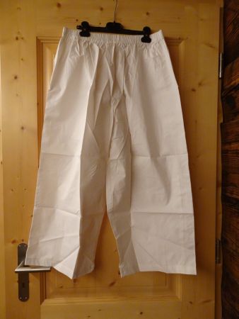Weite, sehr bequeme, weisse Baumwoll - Hose Gr. L - 426297