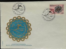 ⛷️ Wengen 50 Lauberhorn 1980 Sonderstempel 👌 + Alpine WM 74