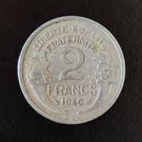 2 Francs Münze Frankreich 1946