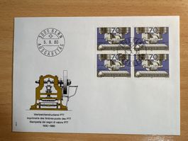 Briefmarke Helvetia Ersttagsbrief Wertzeichendruckerei PTT