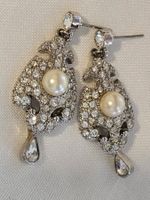 Vintage luxuriöse Ohrhänger Strass/Perle 80er Jahre