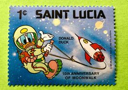 BRIEFMARKEN AUS St. Lucia Disney / Mondlandung UNGESTEMPELT 