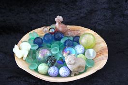 Glas Dekosteine und 3 Natursteine Tiere