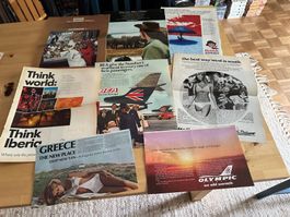 AIRLINES TWA KLM PAN AM tolle rare Reklamen inkl. 60's Top