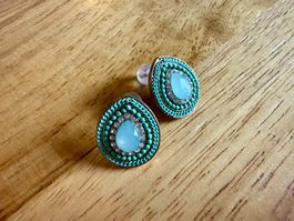 Vintage Ohrstecker Türkis Tropfen Strass Boho