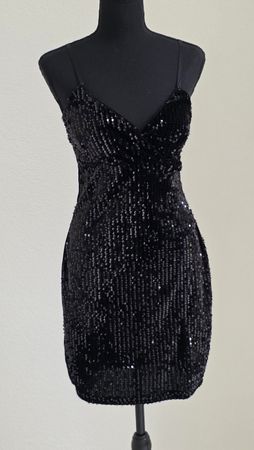 Elegantes Paillettenkleid  Samt Schwarz Gr.M — Partykleid 
