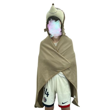 Kinder Poncho/Cape Fleece Igel warm und weich mit Kapuze