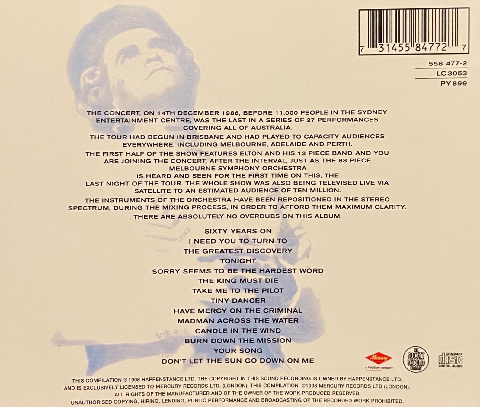 CDs: ELTON JOHN Live in Australia CD – Gebraucht aus Luzern von Lycka 1