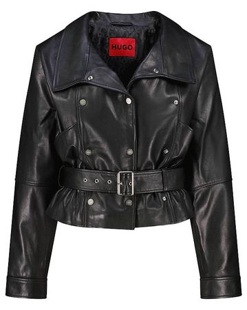 HUGO LIMALI nagelneue Lederjacke Gürtel (38) schwarz