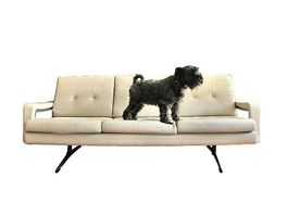 Canapé moderniste en cuir beige / Vintage